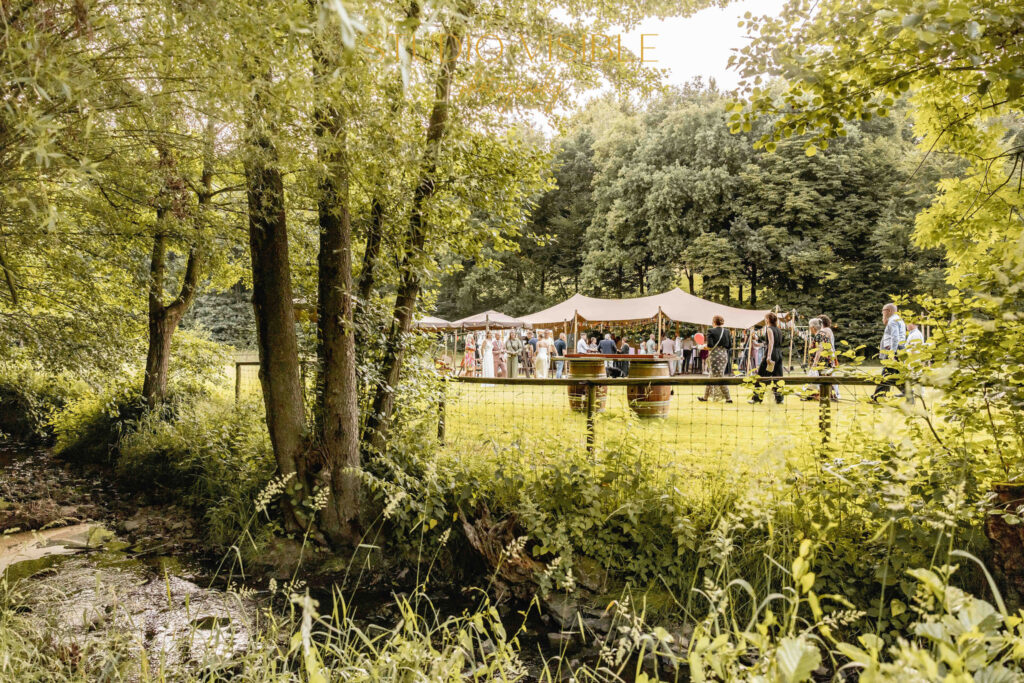 Festivalbruiloft in het groen