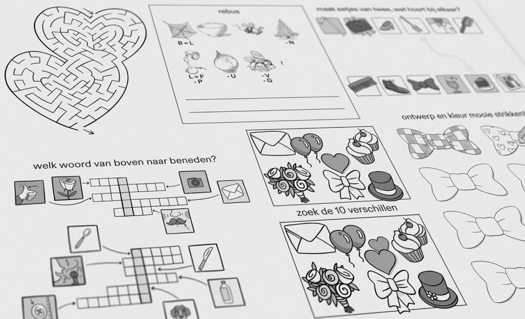 Puzzels voor kinderen bruiloft met spelletjes