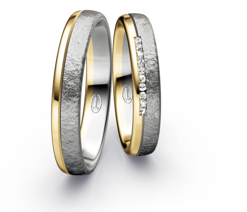 Trouwringen goud met edelstaal