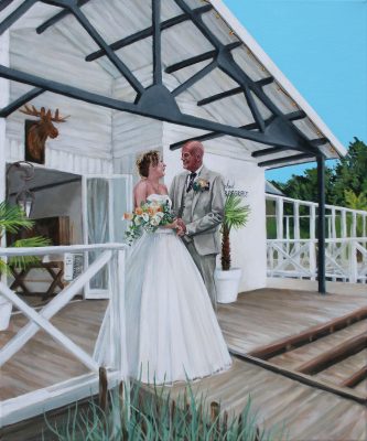 Live painting bruidspaar bij Beachclub Degreez in Noord Limburg