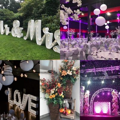 Combinatie van verschillende styling elementen voor bruiloft door ME Productions